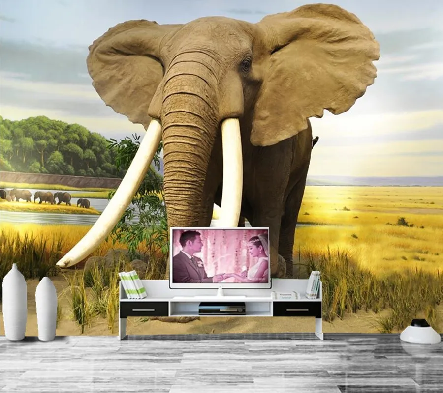 Custom large murals,Elephants Animals wallpaper papel de parede