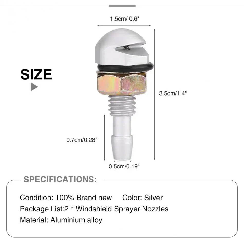 2 шт. Авто серебряный цвет передний опрыскиватель ветрового стекла Омыватель сопла Универсальный алюминиевый сплав