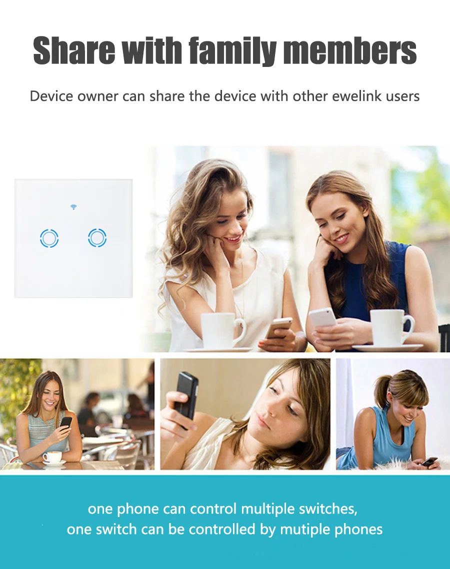 EJLINK Smart Wifi Switch 90-250V EU Standard Glass Touch Panel Wifi 2.4G App Remote Control Timer Schedule Function Wall Switch (3)