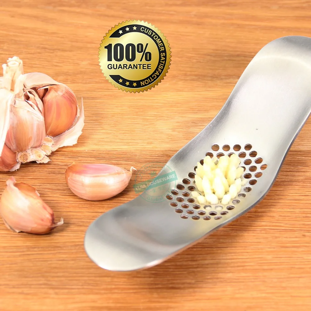 Espremedor de alho em aço inoxidável rocker prensa de alho fatiador