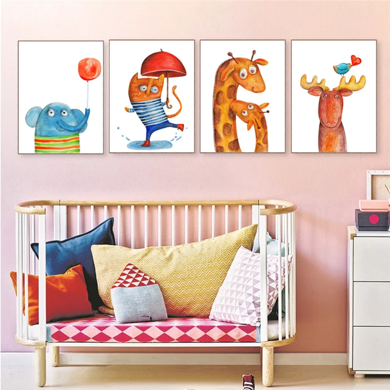 Nordic-Kawaii-Cartoon-Animal-Deer-Bear-Rabbit-Poster-A4-Baby-Kids-Room-Wall-ASDGrt-Print-Picture 