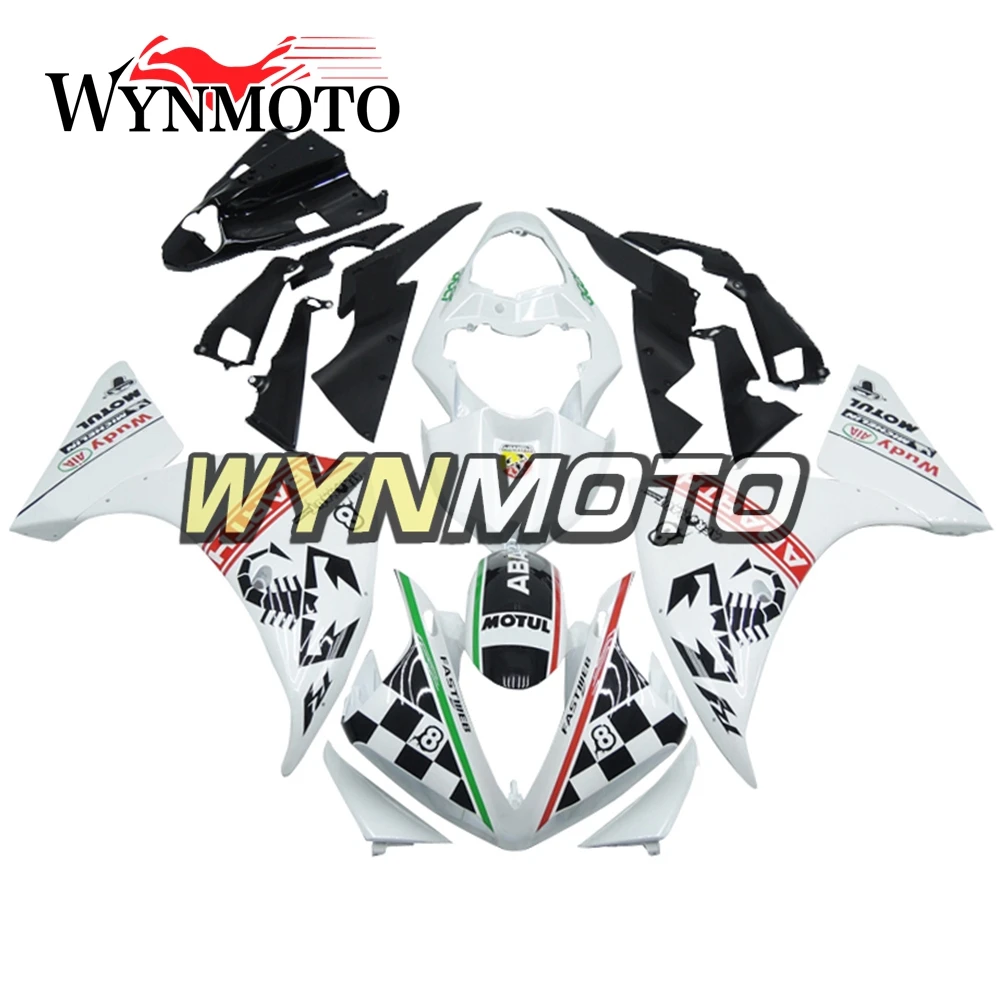 Выполните обтекатели комплект для Yamaha YZF1000 2009-2011 R1 год 09 10 11 впрыск АБС пластмасса капоты кузов белые рамки панели