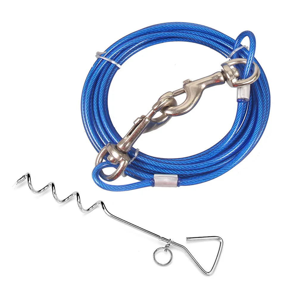 Pet Dog Tie Out Stake Cable Set Pet Leash Tether Spiral Tether for Yard