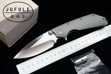 JUFULE DOC Folding D2 Blade Titanium / G10 bearing Flipper Tactical kitchen Knife Outdoor Survival Camping Pocket Hunt EDC Tool