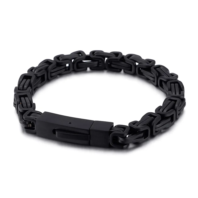 

European and American titanium steel square bracelet fashion tide male black stainless steel square buckle bracelet