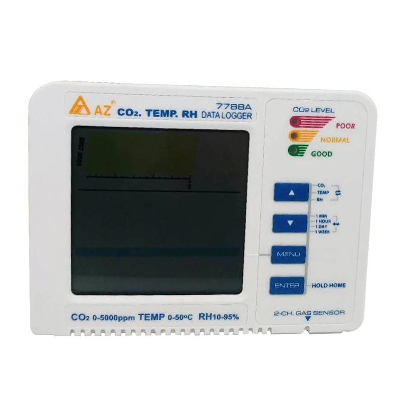 

AZ7788A 3 in 1 Desktop Carbon Dioxide Datalogger Range 5000ppm Indoor Air Quality Temperature RH CO2 Gas Detector Meter