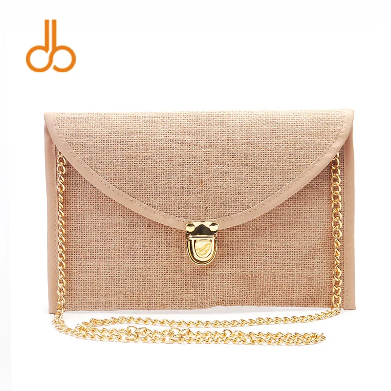 

jute burlap women clutch messenger bag fashion envelop handbag DOM162