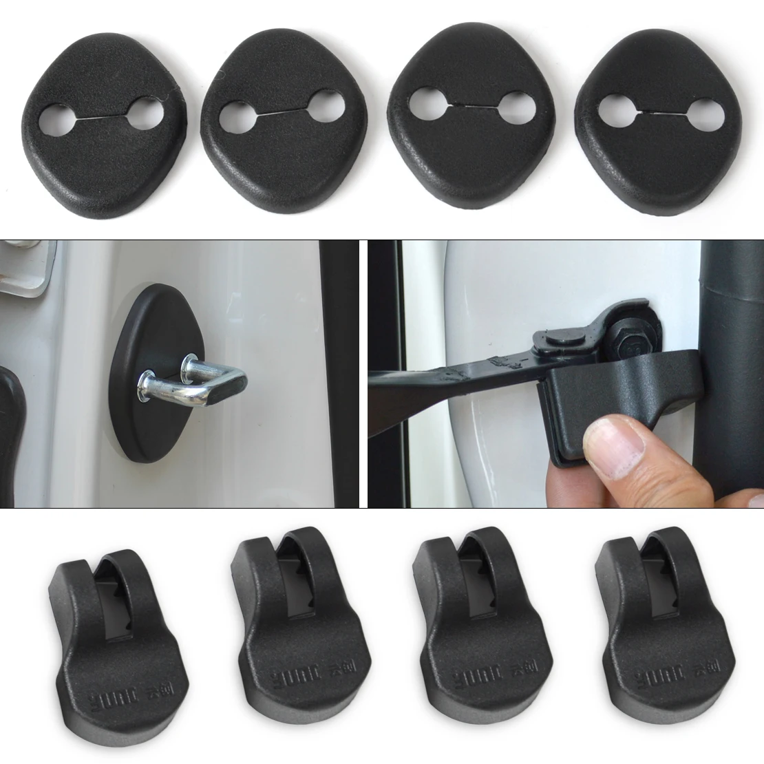 CITALL 4Pcs Car Waterproof Door Lock Protective Cover 4Pcs Door Check Arm Protection Cover For font