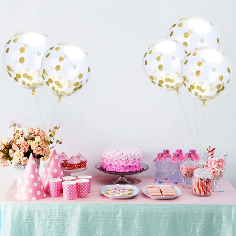

5pcs Gold Confetti Balloons Birthday Party Decoration Kids Adult Metallic Balloon Air Ball Wedding Birthday Ballon Decor Baloon