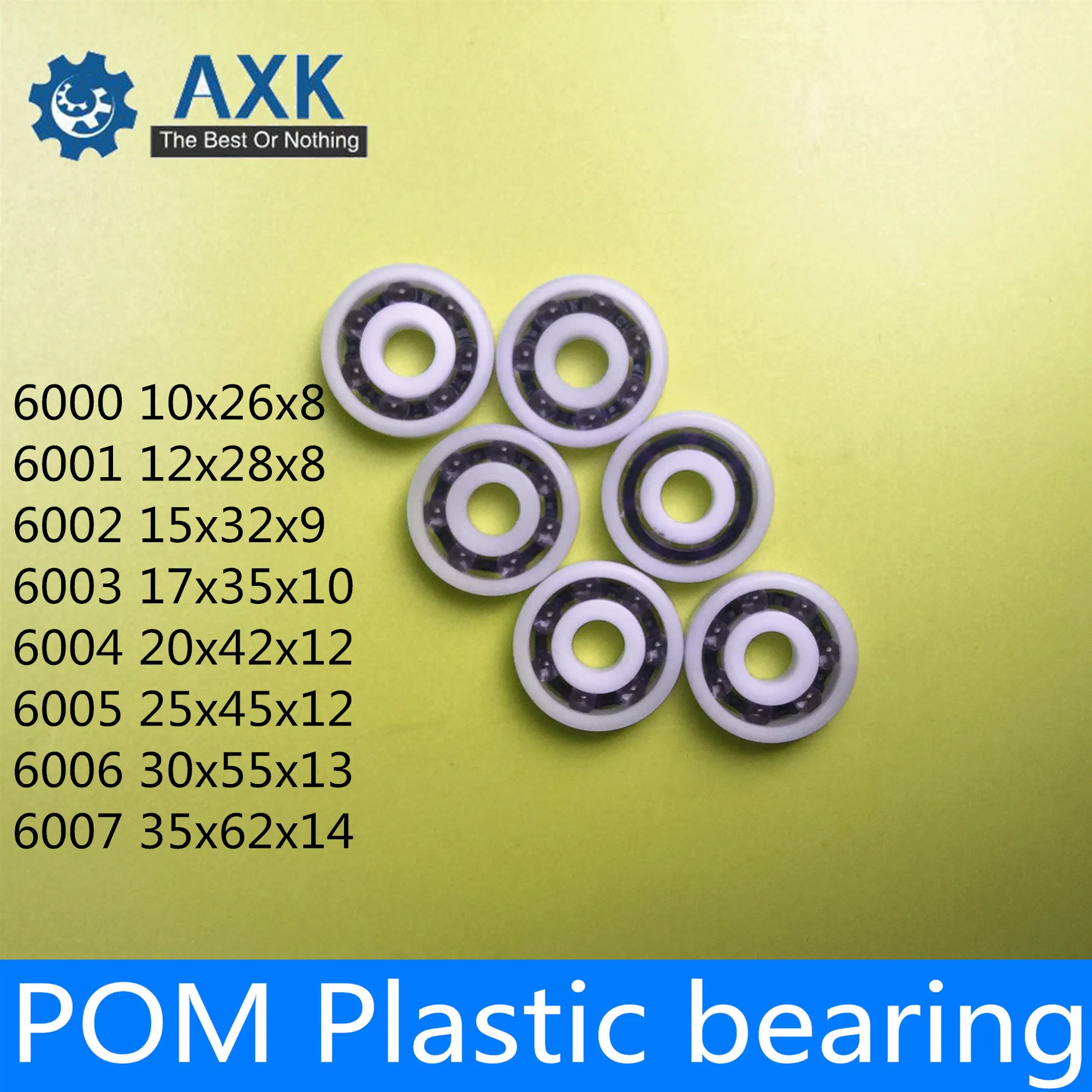 POM Bearing 6000 6001 6002 6003 6004 6005 6006 6007 ( 5 PCS ) Glass Balls Nylon Cage Plastic Ball Bearings