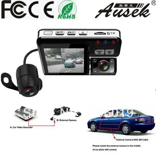 HD 720P Dual Lens Dashboard Car vehicle Camera Video Recorder DVR CAM G