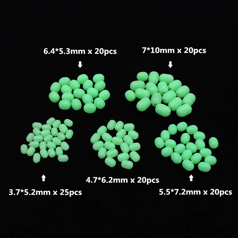 100pcsBox Multiple Sizes Glow in the Dark Fishing Beads Anti-collision Green Bead Fishing Accessories (13)
