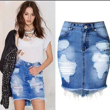 Новинка Винтаж девочек Джинсовая юбка женская джинсовая юбка рваные Enthnic узор Джинсы с дырками