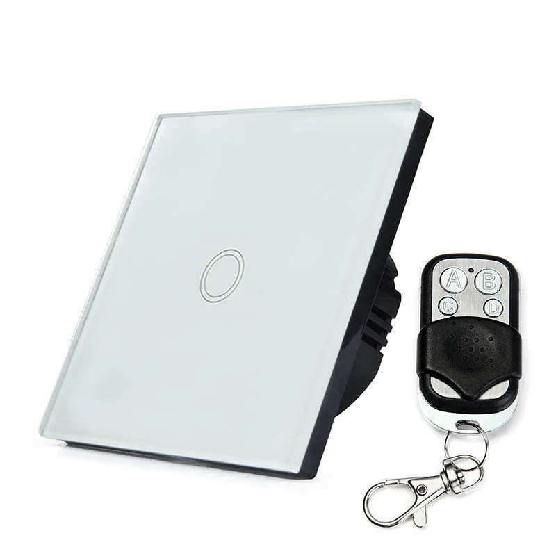 Remote Control Switch 1 Gang 1 Way Smart Wall Switch Wireless Remote Control Touch Screen Light Switches 