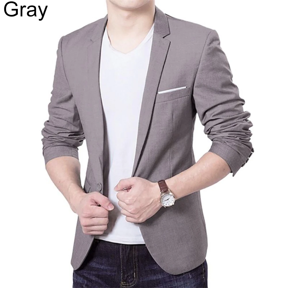 Мужская верхняя одежда мода Slim Fit формальный жакет на одной пуговице деловой