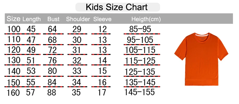 kids size chart