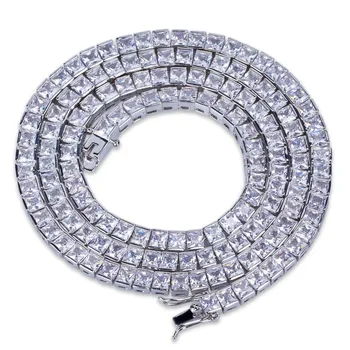 

Gold&Silver Color Iced Out 1 Row 6mm Micro Pave CZ Stone Necklace 18"22"24"30" Length Box Chain HipHop Jewelry For Men