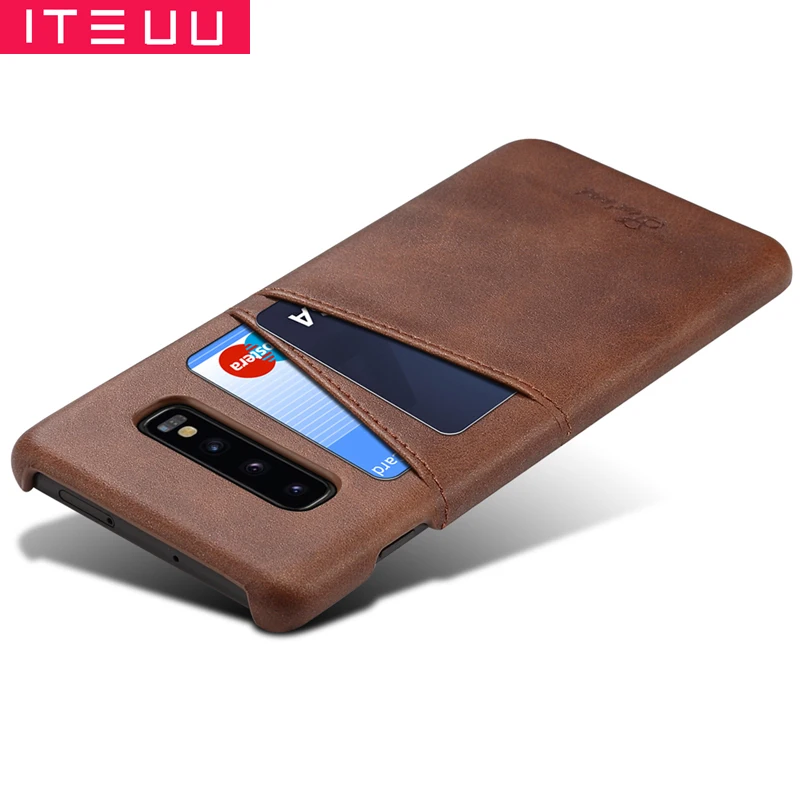 

ITEUU S10 S10PLUS S10E Retro PU Leather Case for Samsung Galaxy S10 Plus S10E Cases Card Slot High Quality Luxury Back Cover