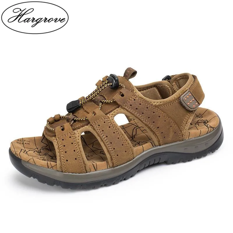 

Hargrove Hot Sale New Fashion Summer Leisure Beach Men Shoes High Quality Leather Sandals The Big Yards Men's Sandals Size 38-45