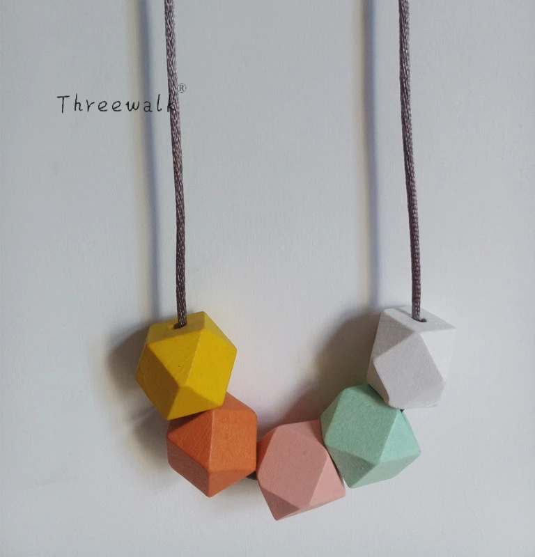 

1pcs Fashion Rainbow Color Cute Beads Geometric Necklace Pendent For Women Gift Party Decoration