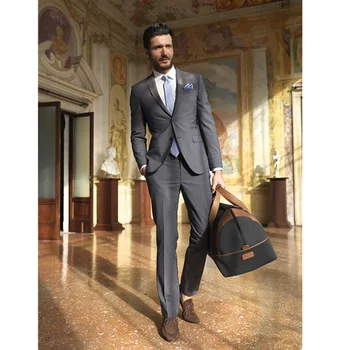 

Slim Fit Grey Suits Two Buttons Blazer With Pants For Wedding Tuxedos Groomsman Custom Made Man Suit 2017 (Jacket+Pants+Tie)