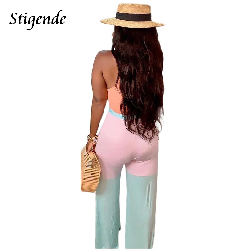Stigende Fashion Women Casual Wide Leg Sleeveless Jumpsuit Summer Bodycon Sexy Halter Jumpsuit Bandage Party Jumpsuit Clubwear Stigende Fashion Women Casual Wide Leg Sleeveless Jumpsuit Summer Bodycon Sexy Halter Jumpsuit Bandage Party Jumpsuit Clubwear
