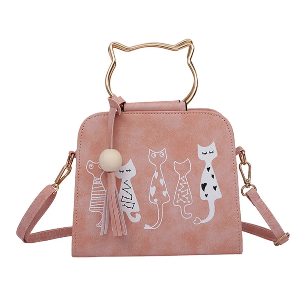 

NEW Leather Designer Handbags High Quality Shoulder Bags Ladies Handbags Animal Cat pattern tassel shoulder bag H30508