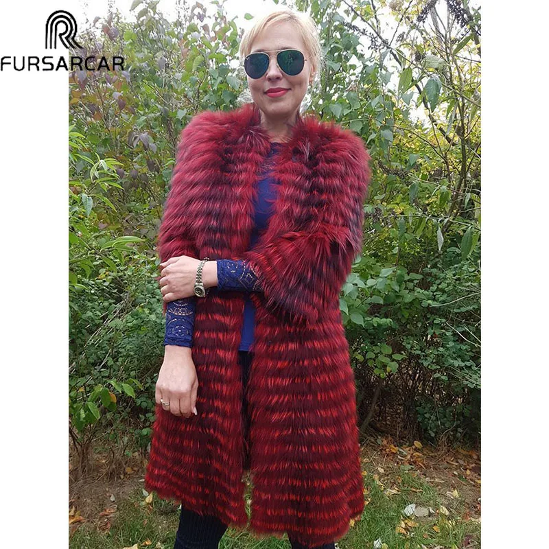 Новинка модное роскошное пальто из лисьего меха FURSARCAR на заказ длиной 100 см