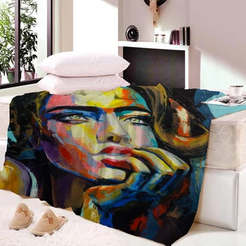

Abstract Art Blanket Plate Woman Oil Painting Personality Tapestry Beach Towel Wall Hanging Sofa Bedding Throw Blanket Plaid