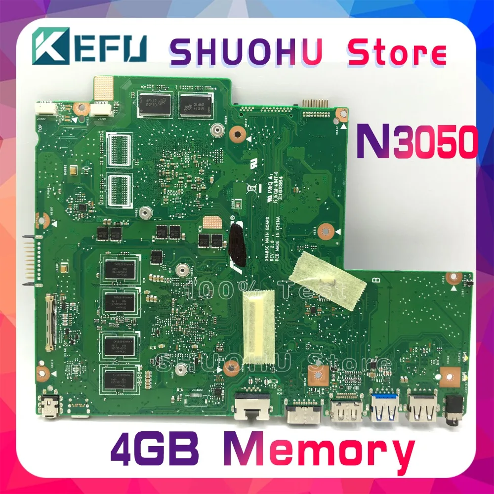  KEFU X540SC mainboard For ASUS X540SC X540SCA F540SC laptop motherboard tested CPU/N3050 4GB/Memory