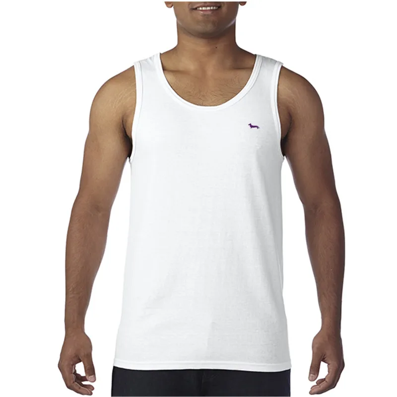 

2018 New summer men tops 100%cotton embroidery solid casual O-neck tank tops shirt sleeveless brand clothing T0042