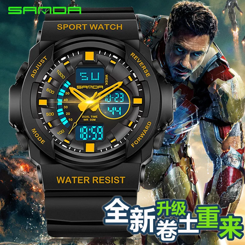 SANDA Fashion font b Watch b font Men Waterproof LED font b Sport b font Military SANDA Fashion font b Watch b font Men Waterproof LED font b Sport b font Military