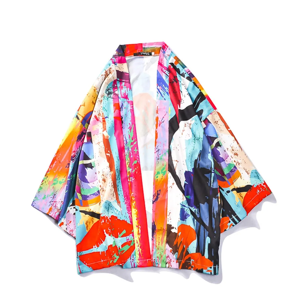 

Harajuku Kimono Cardigan 2019 Fashion Lovers Individuality Print Outerwear Men Loose Jacket Yukata Coat Baggy Summer Tops Blouse