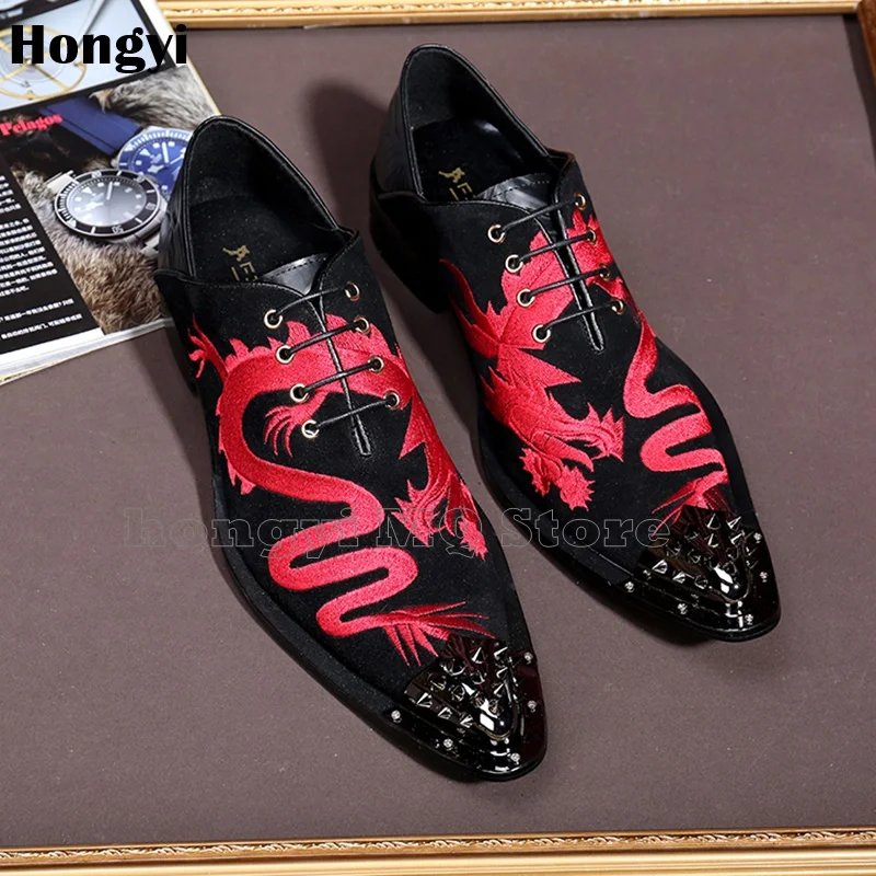 Oro Color As De Zapatos Mens Nuevos Dragón Los Botas Color Hombres Cuero Bordado Showed as Boda Visten Hombre RwZxRqrO