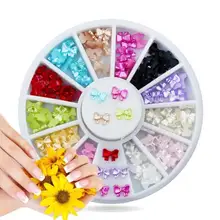 

1 PC Bow tie Nail Decorations Colorful Butterfly 3D DIY Fingernail Art Ornament Candy Color Manicure Rhinestone Accessories Z3
