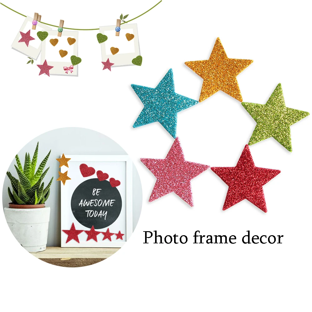 

50PCS/Bag Mixed Color Size Foam Glitter Sticker Star Shapes Wedding Decoration Crafts Heart Shapes DIY Decoration Birthday Party