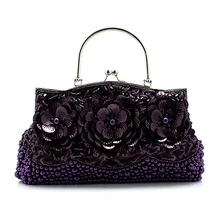 Фиолетовые китайские женские свадебные вечерние сумочки с бисером и блестками, вечерние сумочки-клатчи, сумочки для невесты, сумочки для макияжа, 1323-B