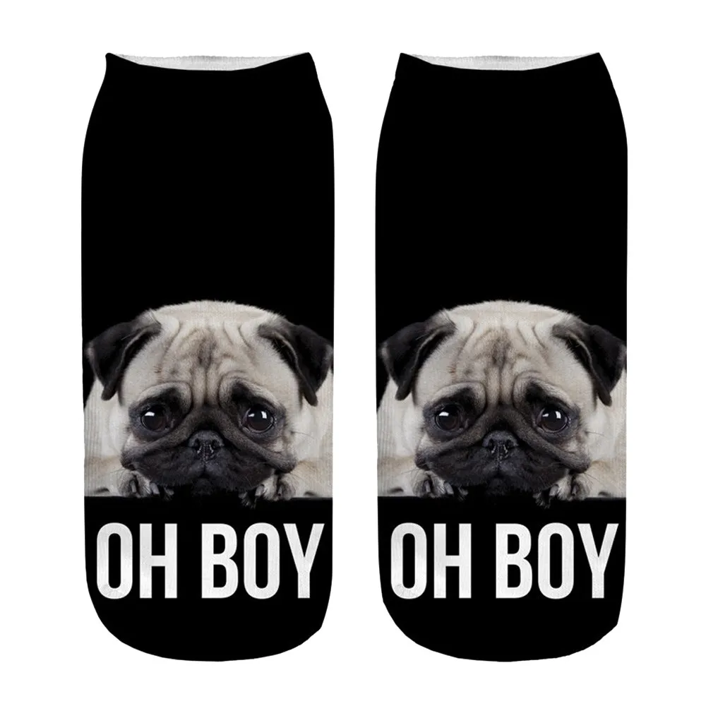 Популярные Забавные милые короткие носки унисекс носки до щиколотки с 3D принтом собаки Повседневные носки 11,21