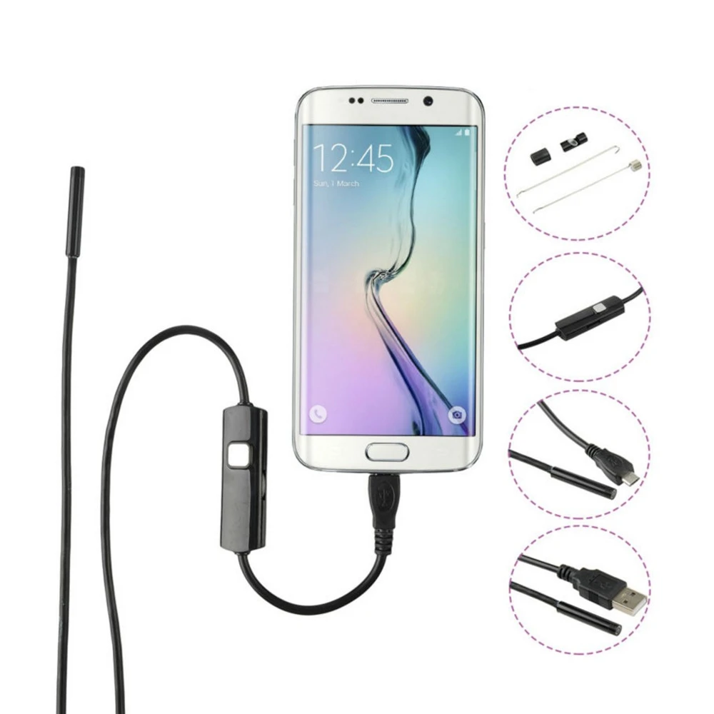 1.3 백만 화소 안드로이드 휴대 전화 usb 5.5mm mirco 내시경 6 led ip67 방수 미니 내시경 검사 카메라