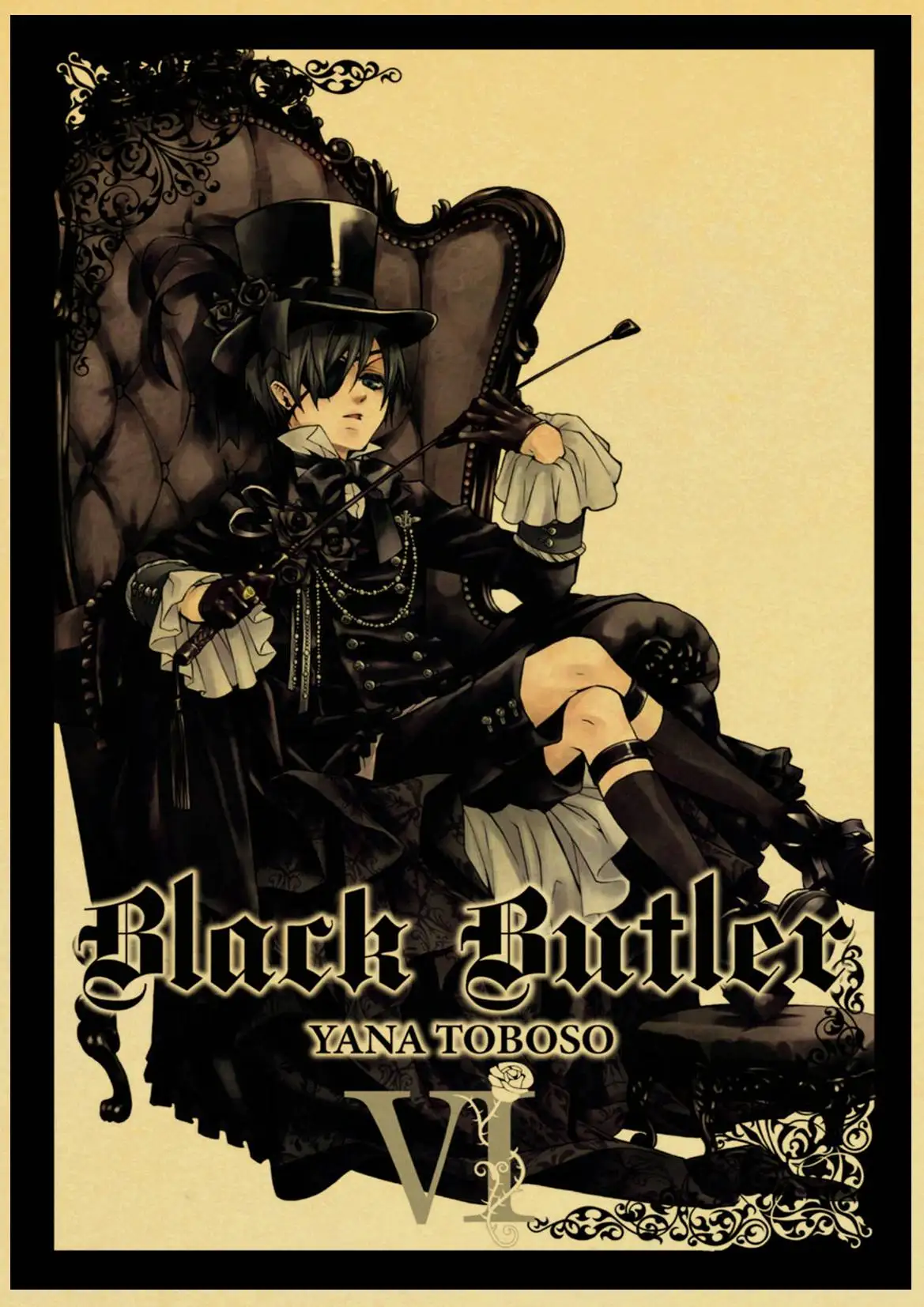 Японское аниме черный дворецкий Ретро плакат украшение дома плакат из крафт-бумаги живопись наклейки на стену - Цвет: T002