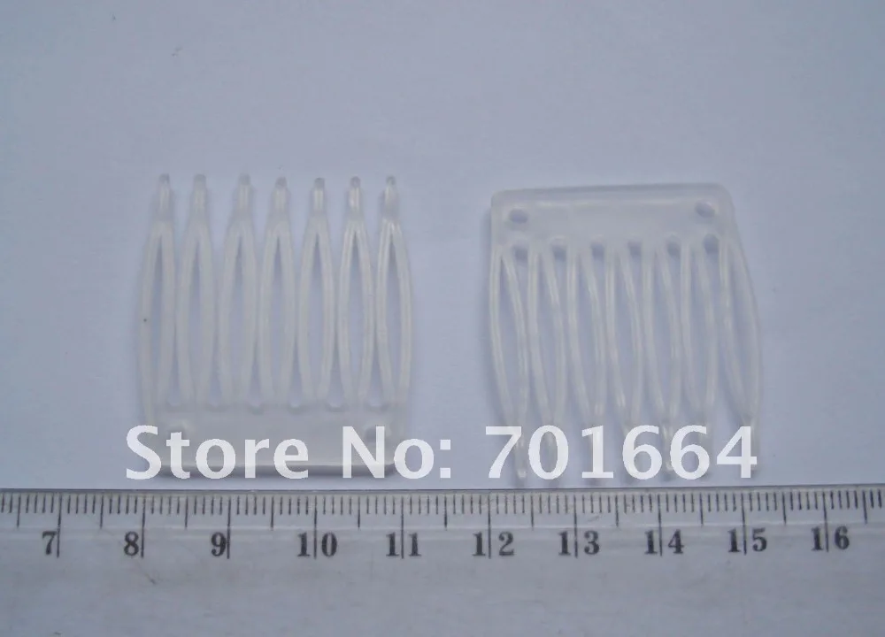 100 шт 3,0 см* 3,5 см белая 7 зубов простая пластиковая расческа с двумя отверстиями для diy аксессуары для волос, выгодная для оптом