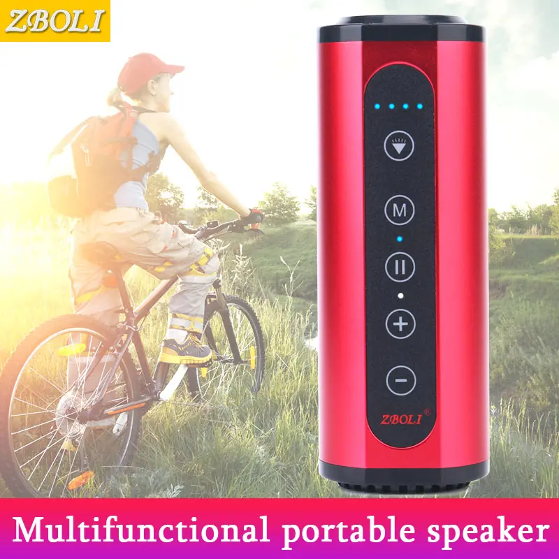 

S10 Outdoor portable bluetooth speaker bicycle Speaker Mini subwoofer flashlight Led light mobile power Three in one Metal body