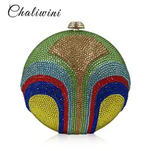 На заказ Круглый полосатый со стразами для женщин вечерние сумки с застежкой на плечо сумки для рук Роскошный кошелек посылка для телефона