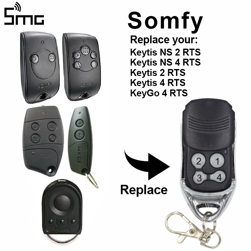 1 шт. SOMFY Keytis NS 2 RTS ворота гаража двери 433,92 МГц пульт дистанционного управления somfy rolling код удаленный Дубликатор для раздвижных ворот