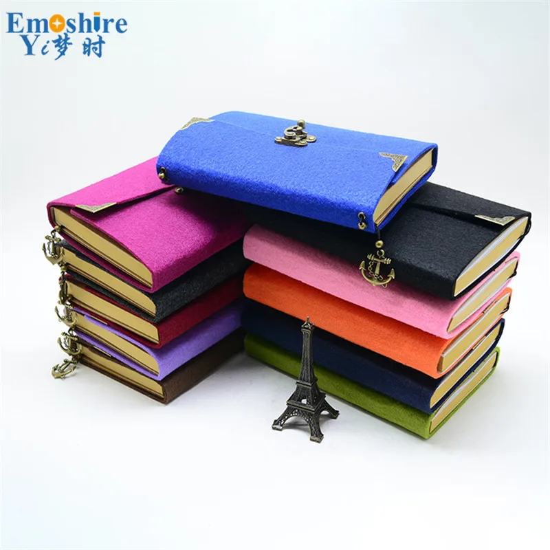 Emoshire A5 Medium felt loose-leaf loose-leaf Notepad Diary creative hand-made felt the custom logo (6)