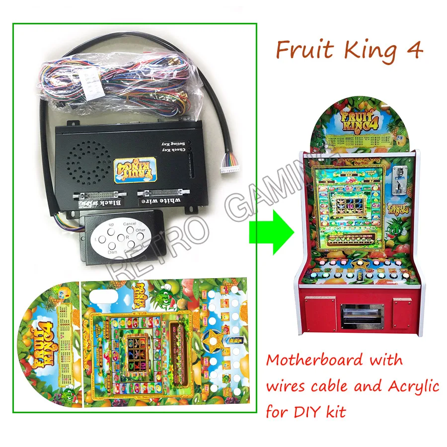 US $139.99 Fruit King 4 PCB Board with wires cable and Acrylic for 19 LCD Mexico Fruitking 4 Coin operated VIDEO Mario Slot Game Machine