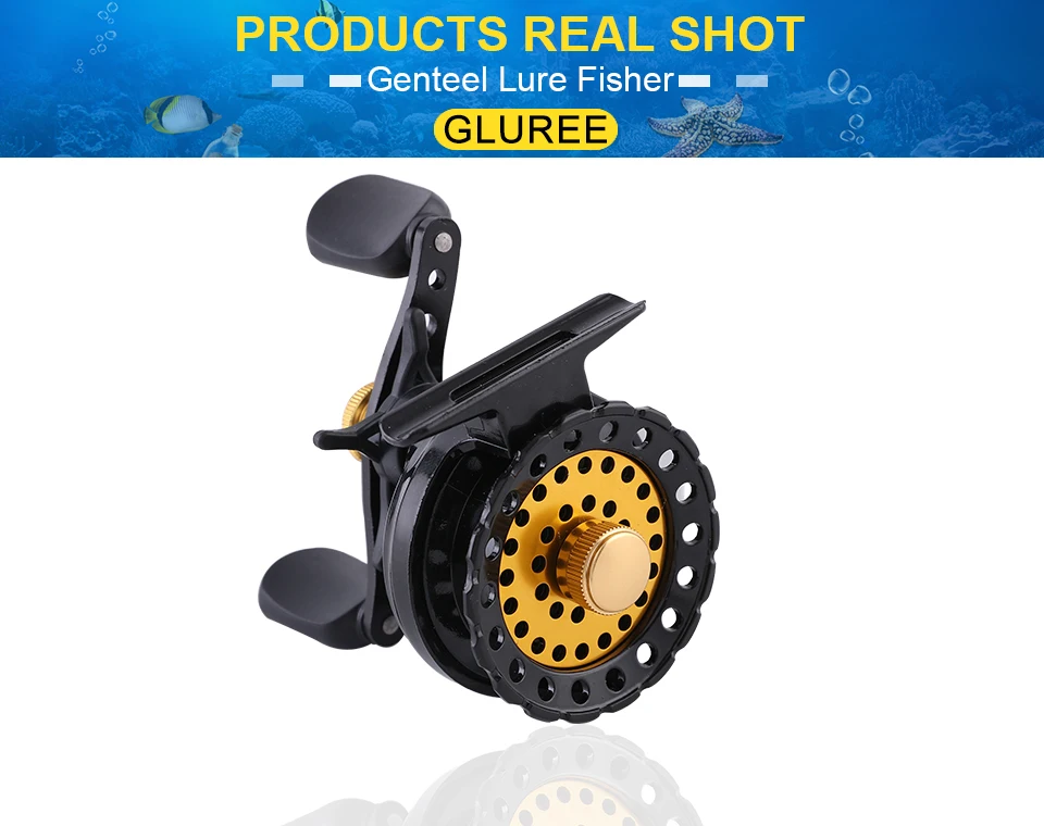 GLUREE Plastic Steel Fishing Rafts Saltwater Fly Fishing Reel 6+1BB 2.61 BlackGold LeftRight Hand Bait Casting Front Wheel (19)