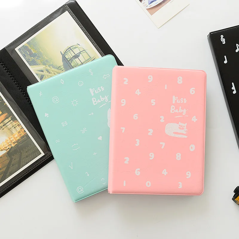 

72 Pockets Cute Cat Photo Album Holder Candy Color Album for 4 Inch Mini Instax & Name Card Photo Album