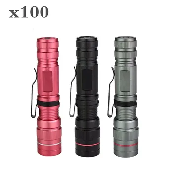 

Promotion ~ 100pcs Mini Portable 3W XP-E Q5 3MODE Zoomable LED Flashlight, Emergency Torch (AA/14500)