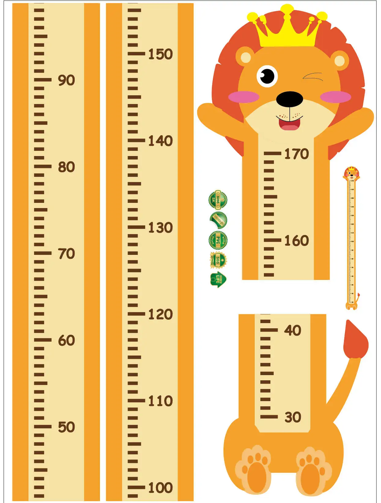 Ростомер настенные наклейки Детские гостиная спальня декор мультфильм животных высота линейка стены клеящиеся Настенные обои стикер с изображением - Цвет: SK6094